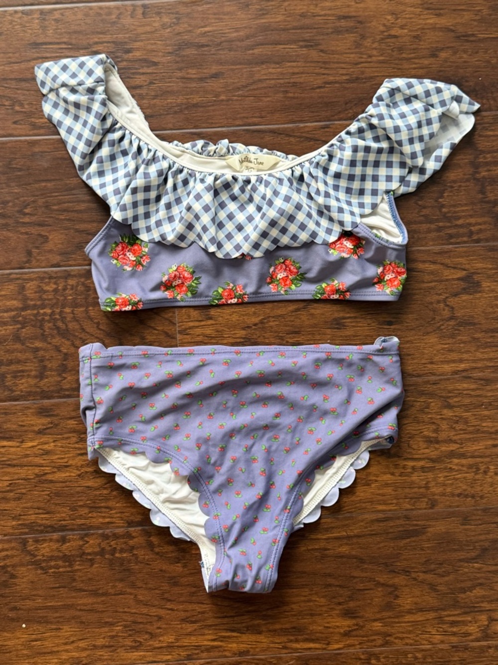 Matilda Jane blue and cream gingham dress label view